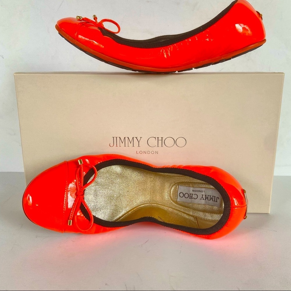 Jimmy Choo orange patent leather flats 37.5